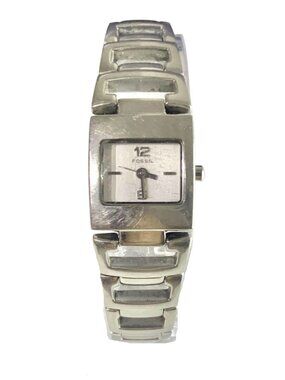 Fossil Forever F2 ES-9519 Stainless Steel Watch Square Women Y2K Silver